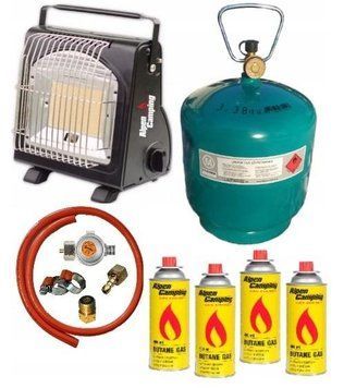 Туристическая газовая плита Alpen Camping + 4 картриджа + баллон 3 кг + комплект для соединения