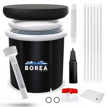 Складная ванна для ледяных ванн и моржевки Borea 360 л, 80 см с термометром, крышкой и насосом.