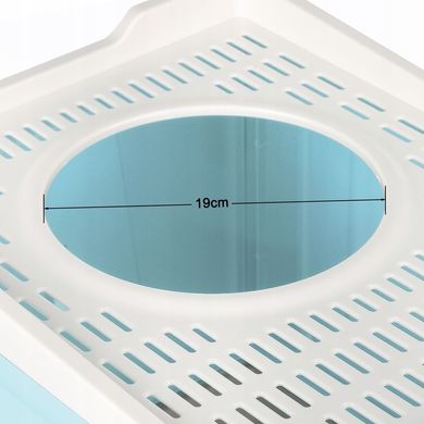 Складний напівзакритий туалет для кішок з висувним лотком та совком, синій
