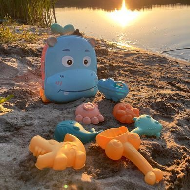 Набір для пісочниці 3 в 1 Валізка бегемота + водна іграшка