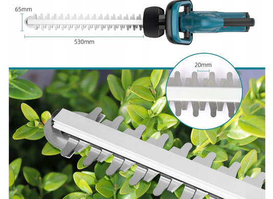 Аккумуляторный бесщеточный триммер для живой изгороди Bogseth 53 см, 500 Вт, 3 Ач, 20 мм