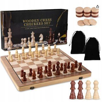 Классические деревянные шахматы Wooden Chess в складном кейсе