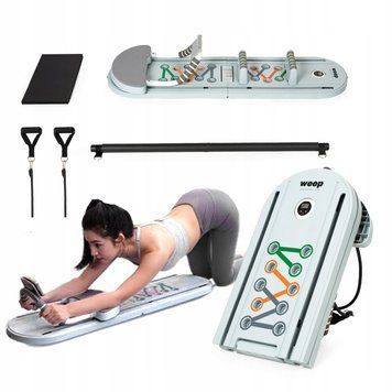 Багатофункціональний тренажер для пілатесу 9 в 1 &ndash; домашній Pilates Reformer з еспандерами та упорами для віджимань