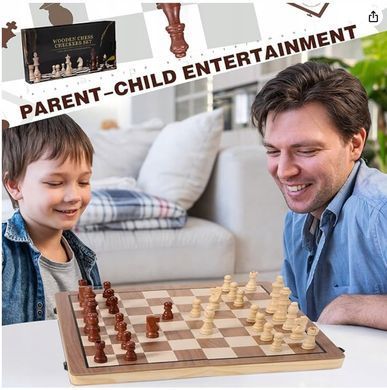Классические деревянные шахматы Wooden Chess в складном кейсе