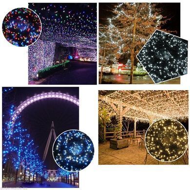 Новорічна гірлянда 100 LED, 8 M, Різнокольорова, кабель 2,2 мм