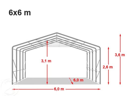 Гаражный павильон 6х6м – высота боковых стен 2,7м с воротами 4,1х2,9м, PRIMEtex 2300, огнестойкий, темно-зеленый