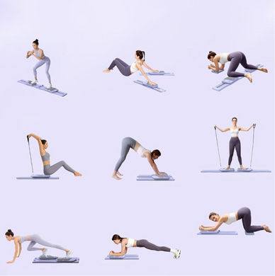 Набір для пілатесу Pilates Reformer 7в1, багатофункціональна дошка для тренувань, фіолетовий