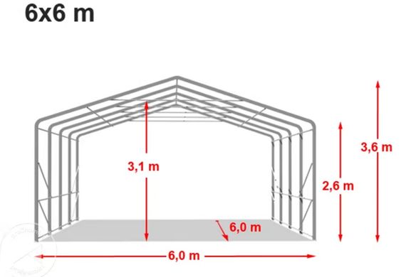 Гаражный павильон 6х6м - высота боковых стен 2,7м с воротами 4,1х2,9м, PRIMEtex 2300, огнестойкий, темно-зеленый, установка - бетон